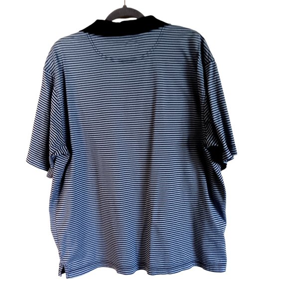 Kenneth Roberts Navy Blue Polo Shirt Men's XL Striped Polo 100% Cotton - Picture 2 of 6